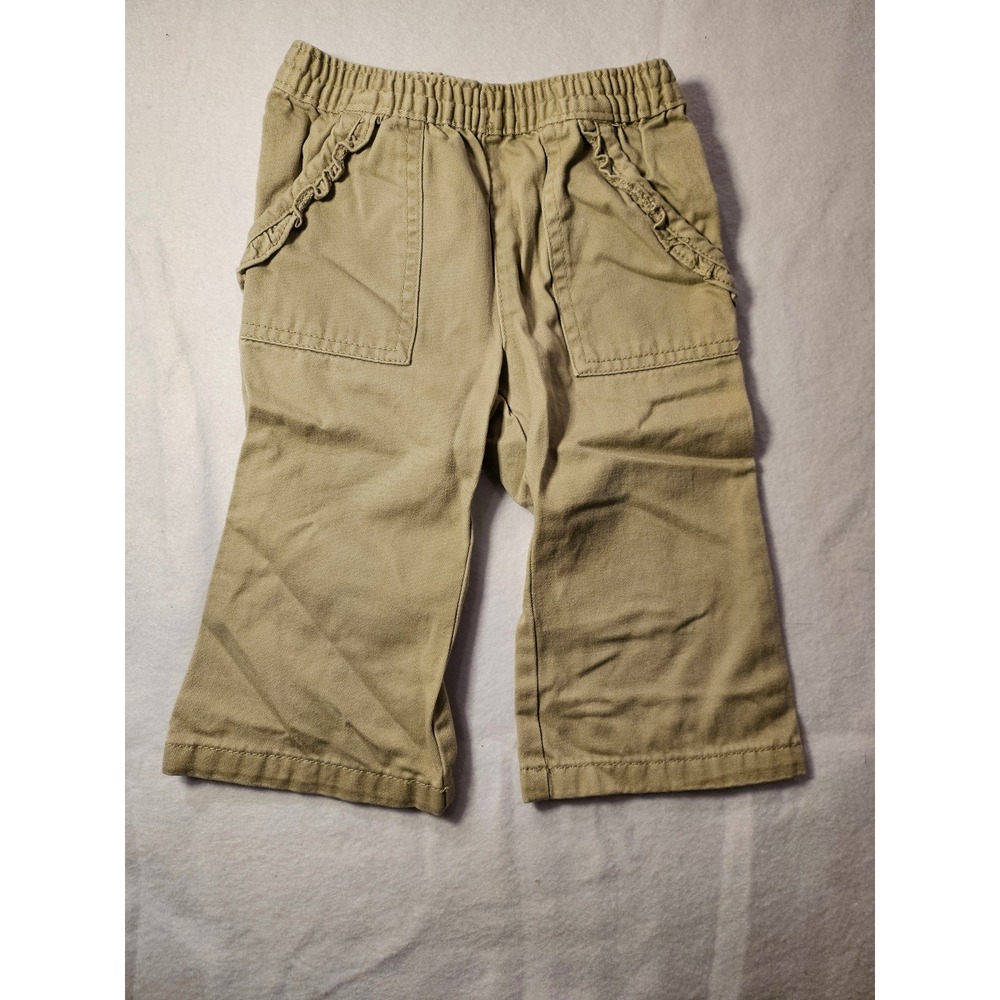 Faded Glory Vintage Y2K Khaki Ruffle Pocket Pants Infants 12M Sandstorm Cotton